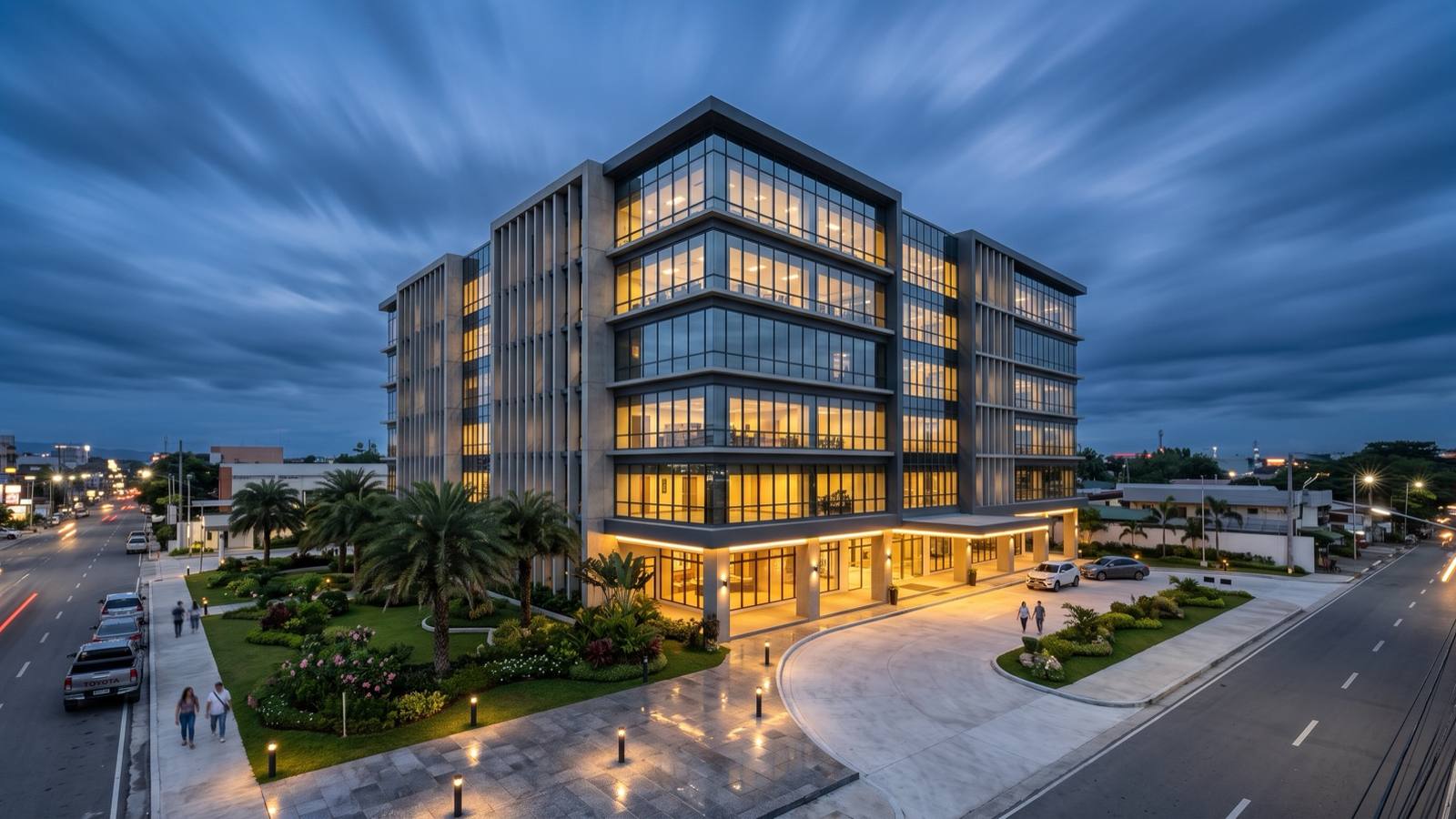 Concept image of a modern commercial and government office building in the Philippines