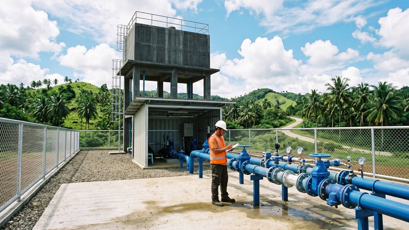 Concept image of a municipal water supply facility in a rural Philippine community
